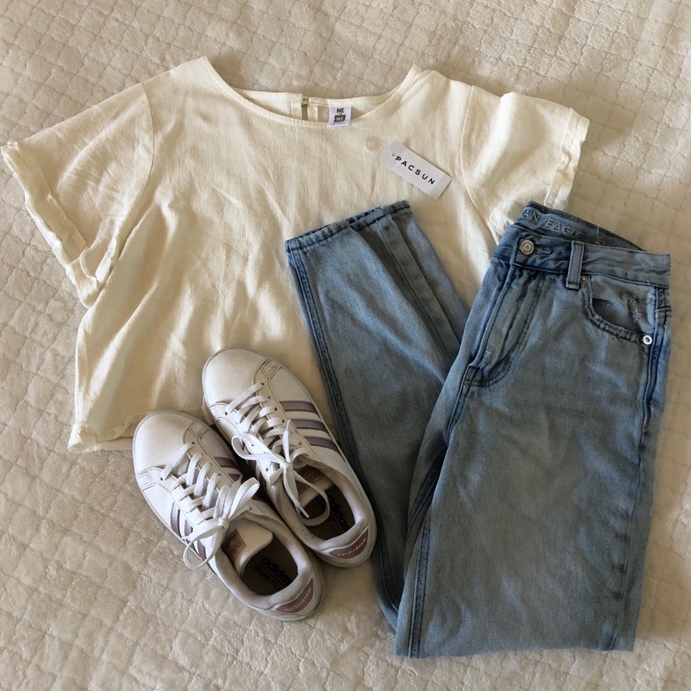 Pacsun Linen White Crop Top ☁️